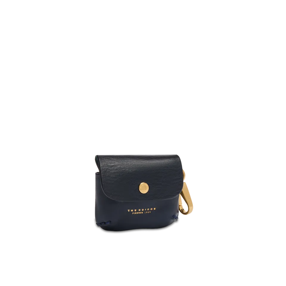 the-bridge-custodia-airpods-in-pelle-bovina-blu-navy-oro-unisex image 1