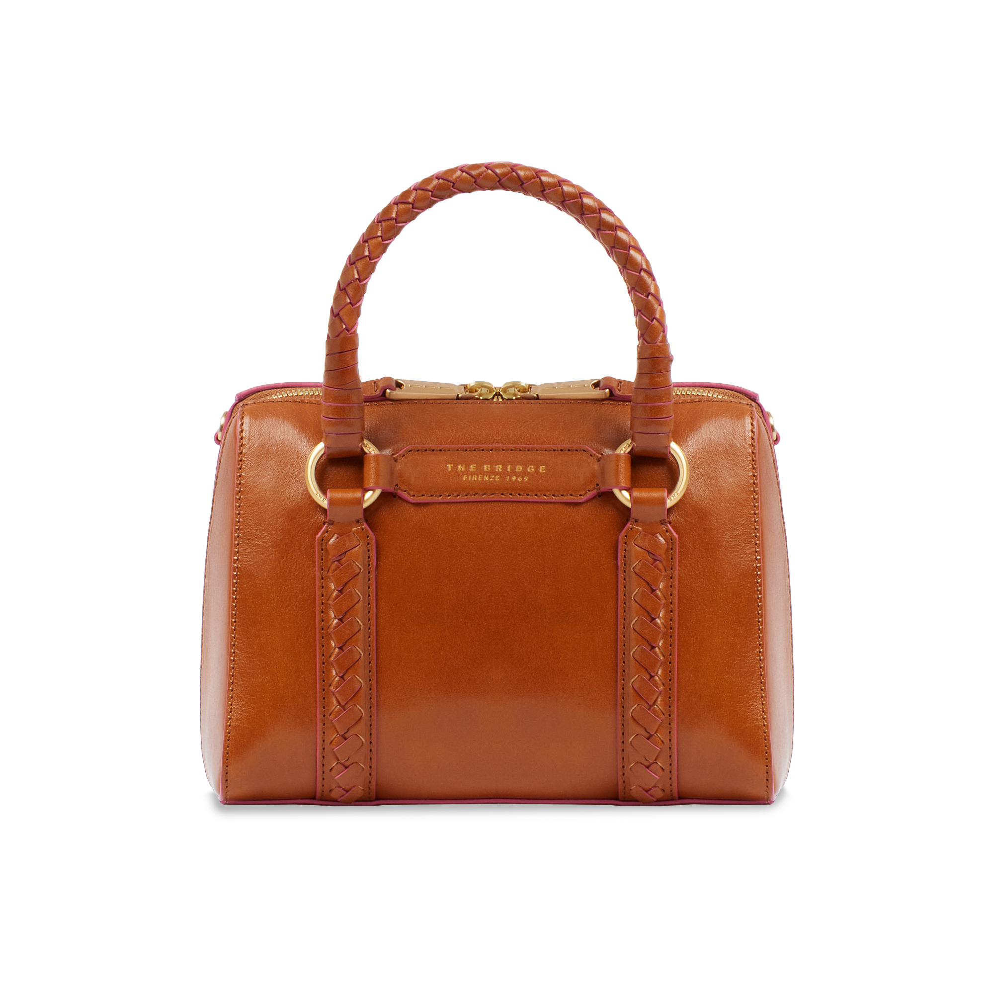 the-bridge-laura-wow-borsa-a-mano-in-pelle-con-tracolla-removibile-cognac-oro-do image 1