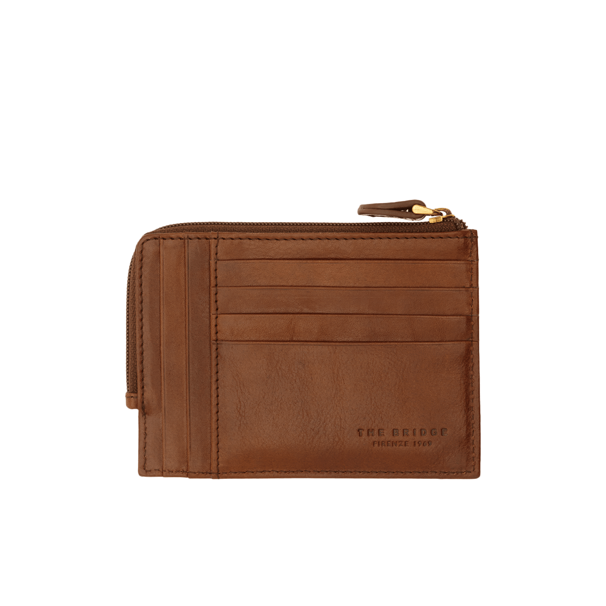 the-bridge-portacarte-in-pelle-con-zip-marrone-oro-small-leather-goods-uomo image 1