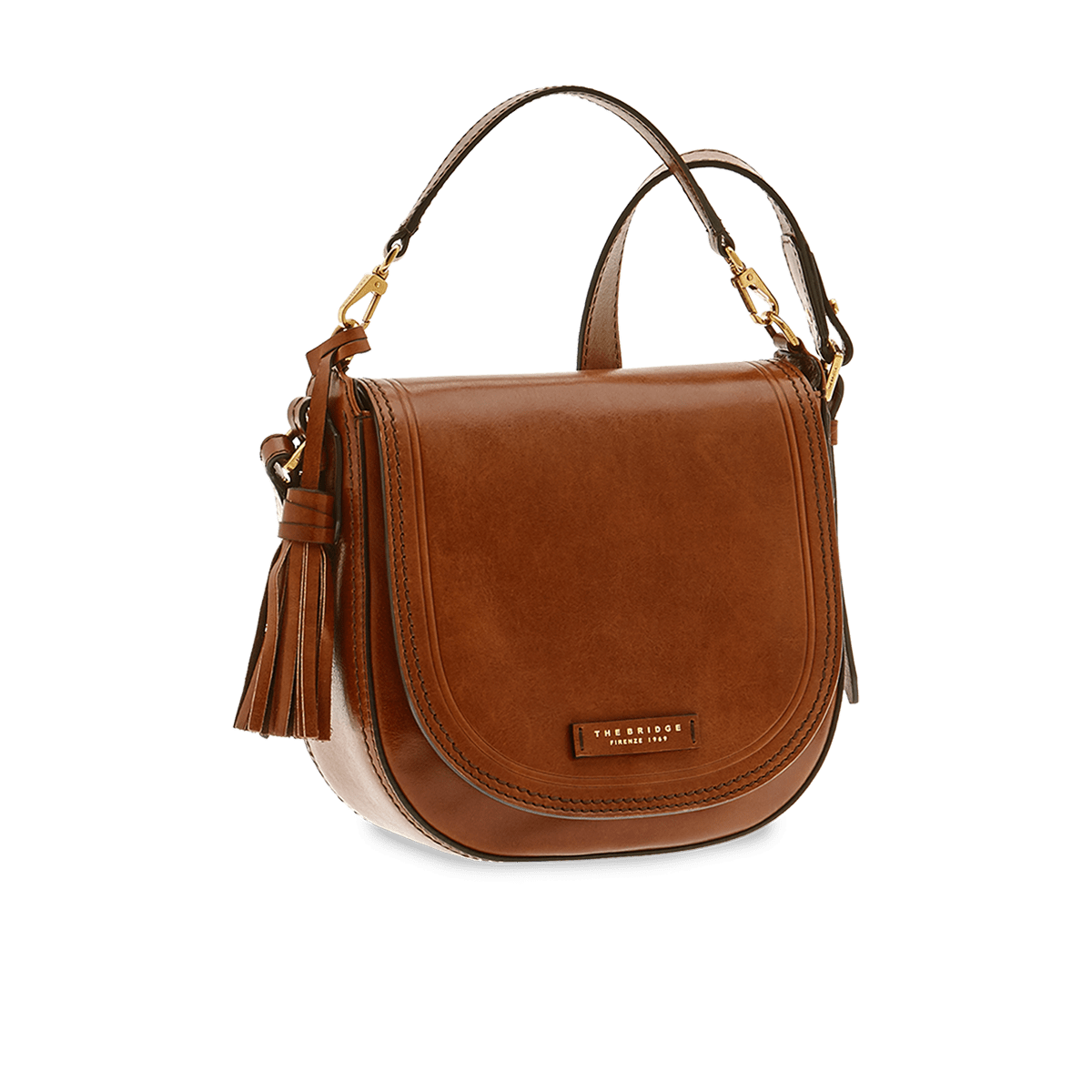 the-bridge-double-function-borsa-tracolla-pelle-marrone-oro-con-manico-removibil image 1