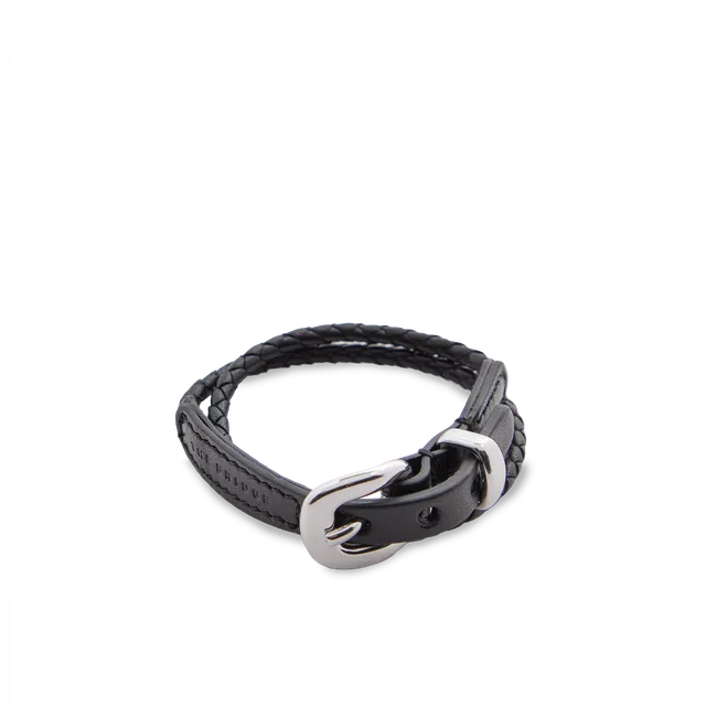 the-bridge-braccialetto-in-pelle-nera-uomo-donna image 1