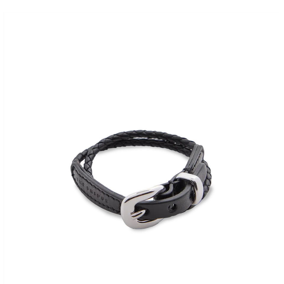 the-bridge-braccialetto-in-pelle-nera-uomo-donna image 1