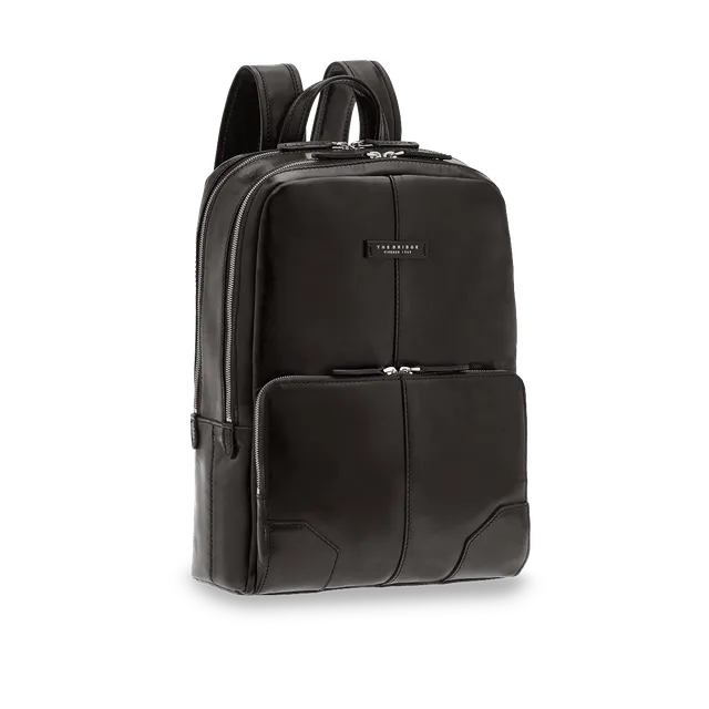 the-bridge-zaino-in-pelle-porta-pc-uomo-due-zip-nero-rutenio image 1