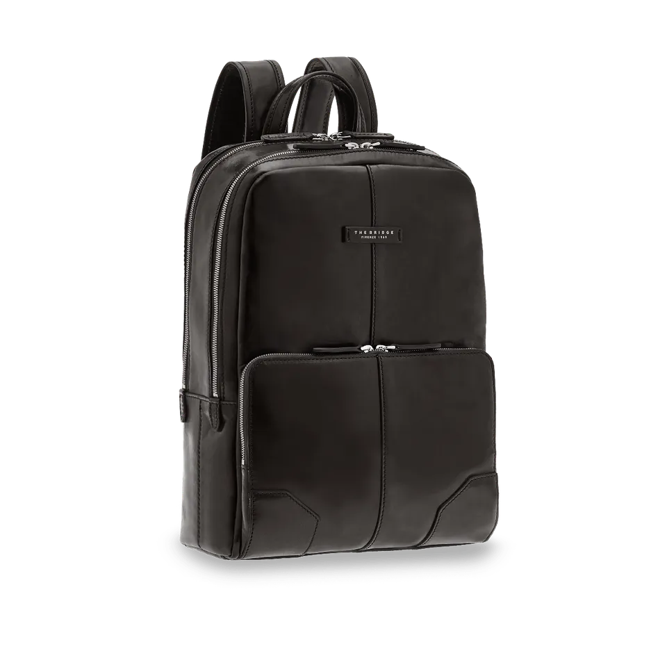the-bridge-zaino-in-pelle-porta-pc-uomo-due-zip-nero-rutenio image 1