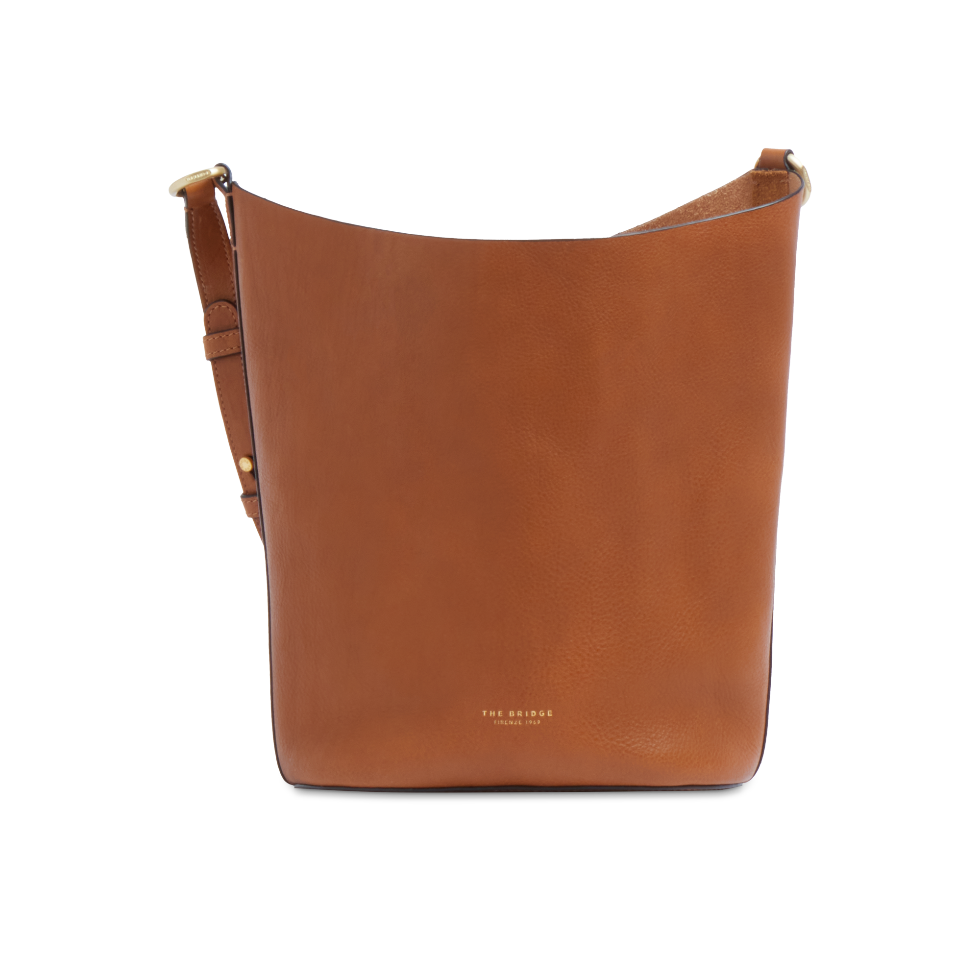 the-bridge-borsa-secchiello-luce-soft-in-pelle-cognac-oro image 1