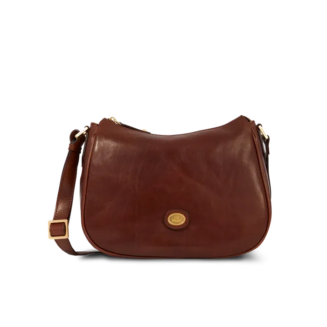 the-bridge-borsa-donna-in-pelle-con-tracolla-e-zip-marrone-oro image 1