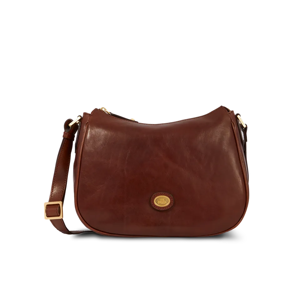 the-bridge-borsa-donna-in-pelle-con-tracolla-e-zip-marrone-oro image 1