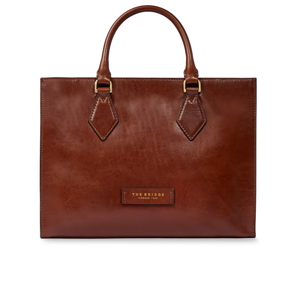 the-bridge-ida-borsa-a-mano-pelle-con-tracolla-removibile-marrone-oro image 1