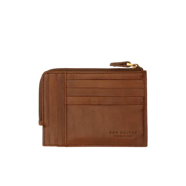the-bridge-portacarte-in-pelle-con-zip-marrone-oro-small-leather-goods-uomo image 1