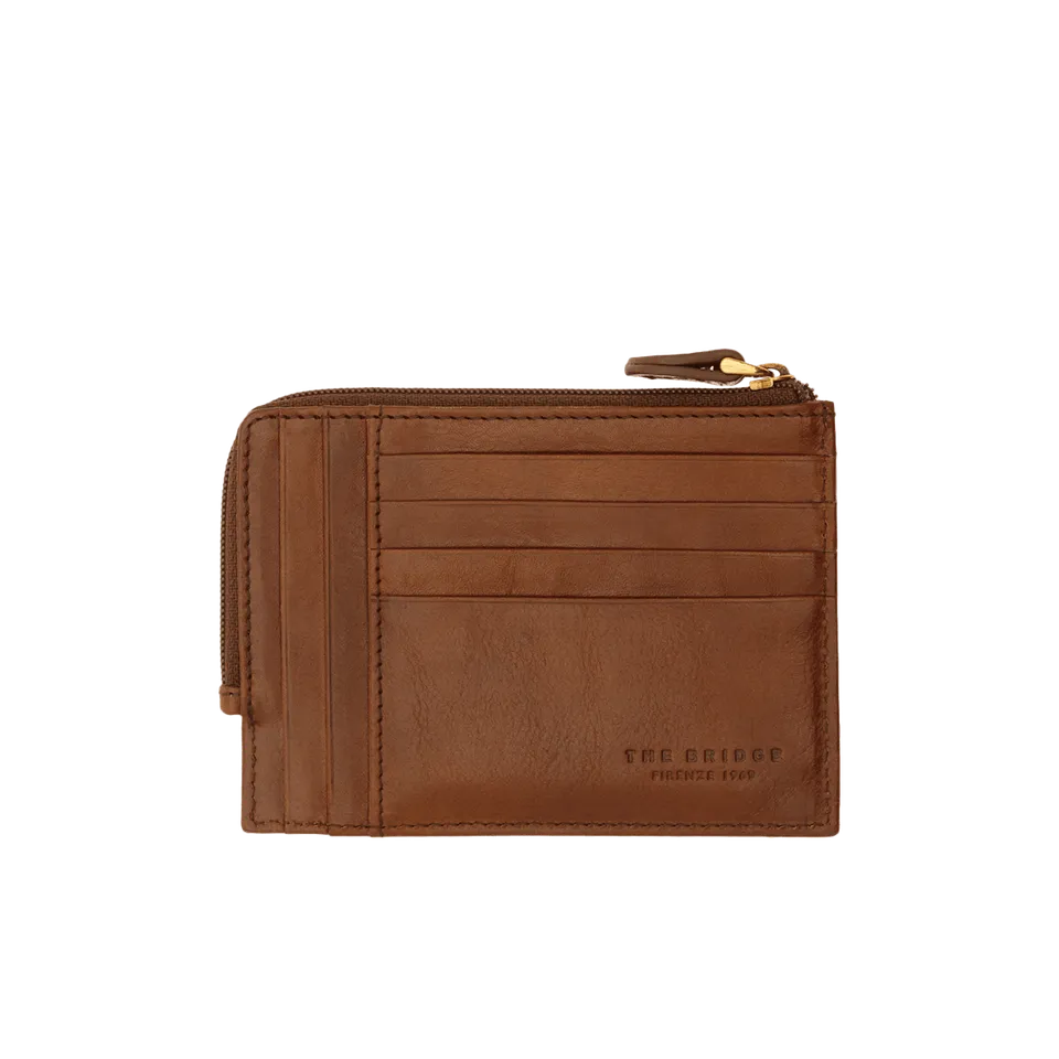 the-bridge-portacarte-in-pelle-con-zip-marrone-oro-small-leather-goods-uomo image 1