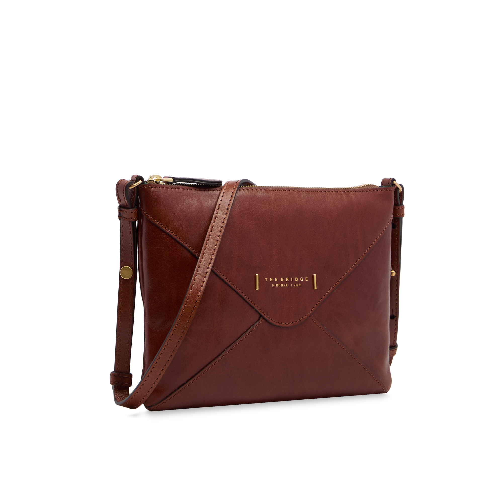 the-bridge-frida-borsa-tracolla-donna-in-pelle-marrone-oro-con-zip image 2