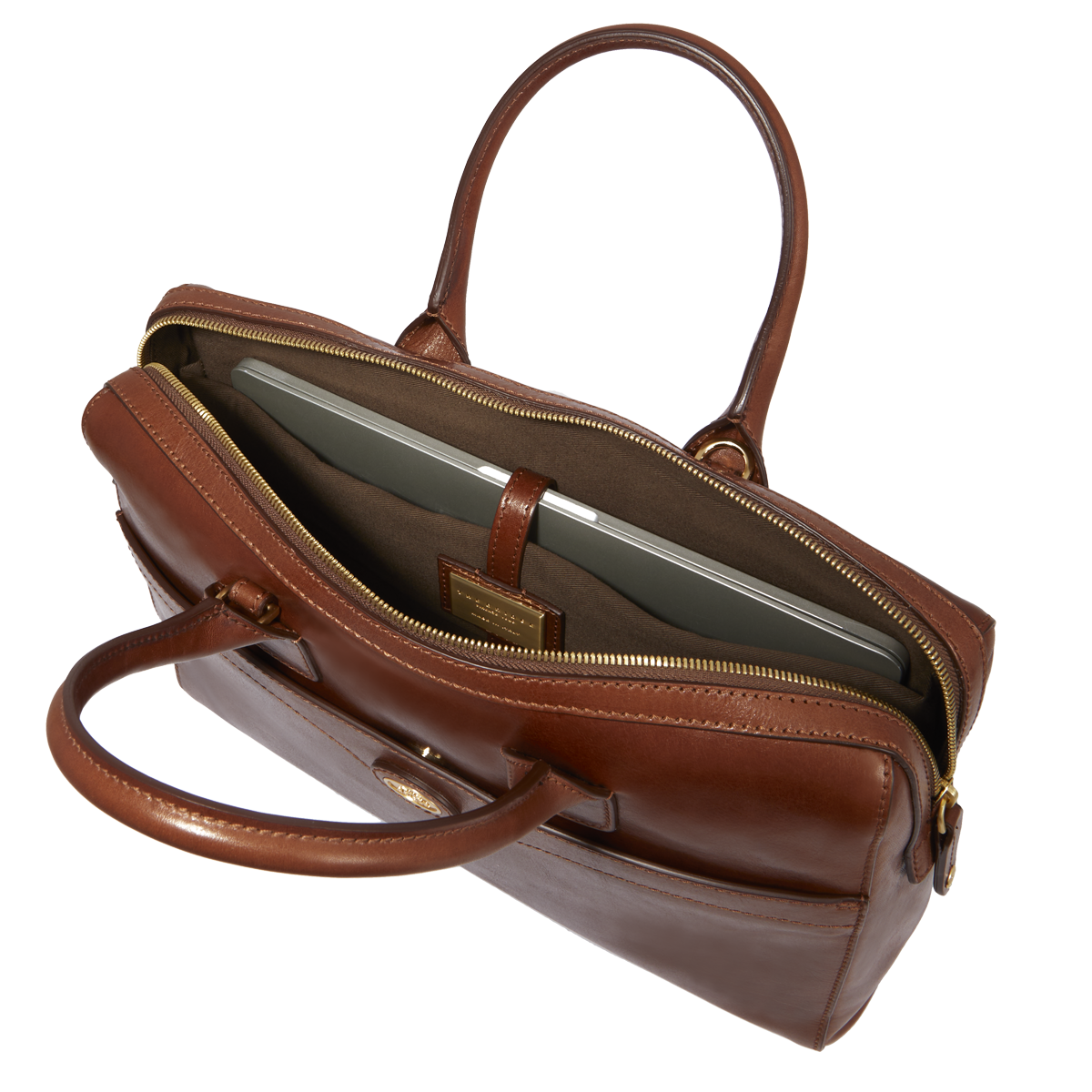 the-bridge-double-function-borsa-in-pelle-porta-pc-da-donna-marrone-oro image 4