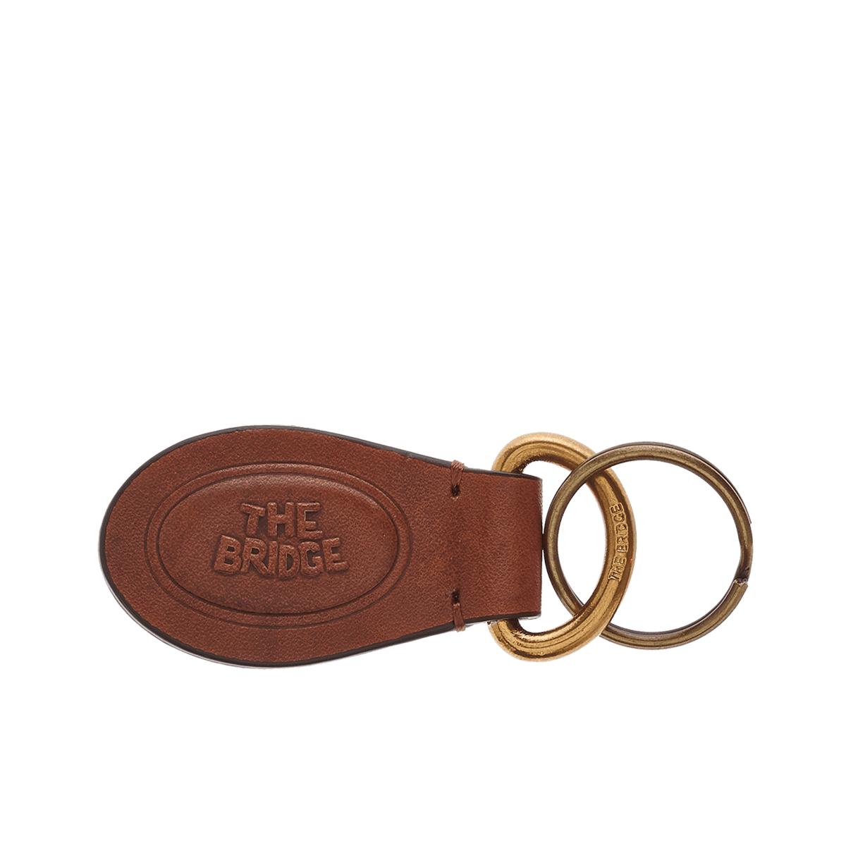 the-bridge-portachiavi-uomo-in-pelle-marrone-oro-con-anello image 1