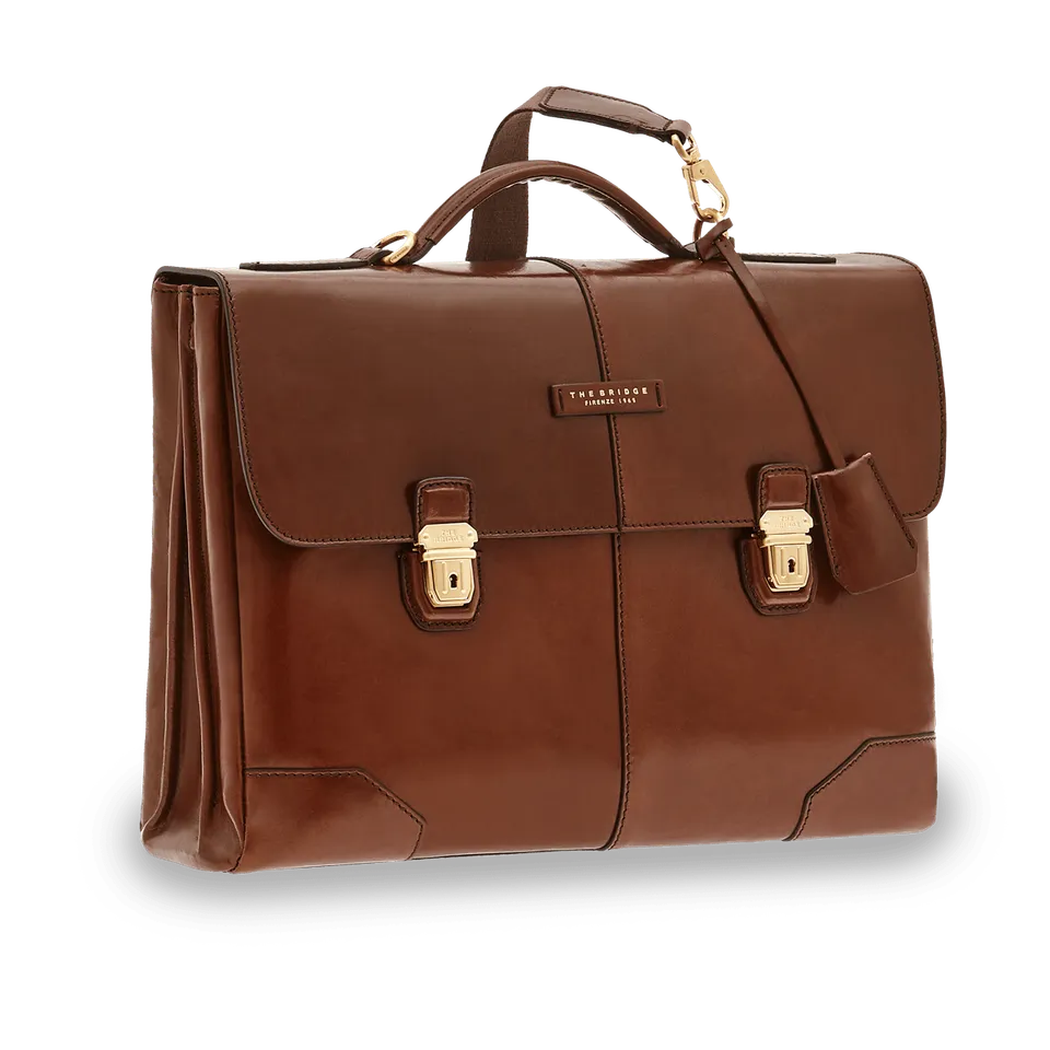 the-bridge-cartella-uomo-in-pelle-porta-pc-con-tracolla-marrone-oro-2 image 1