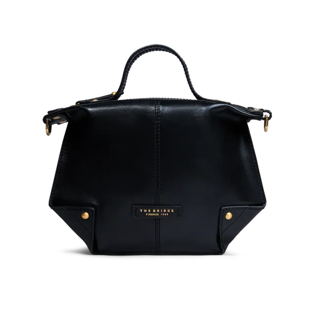 the-bridge-borsa-tracolla-pelle-nera-oro-taglia-s-con-zip image 1