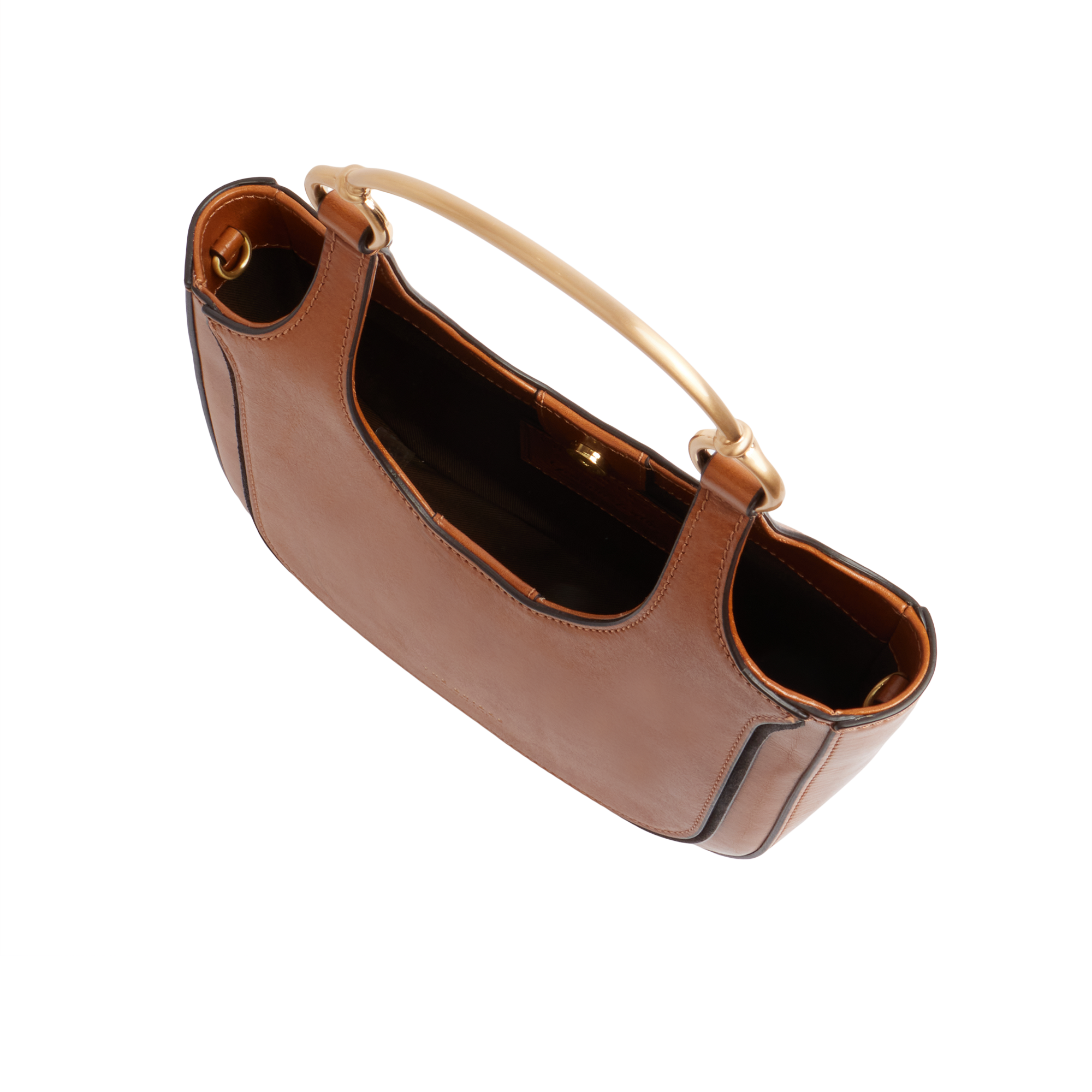 the-bridge-luce-borsa-hobo-mini-in-pelle-cognac-oro-con-manico-gioiello image 4