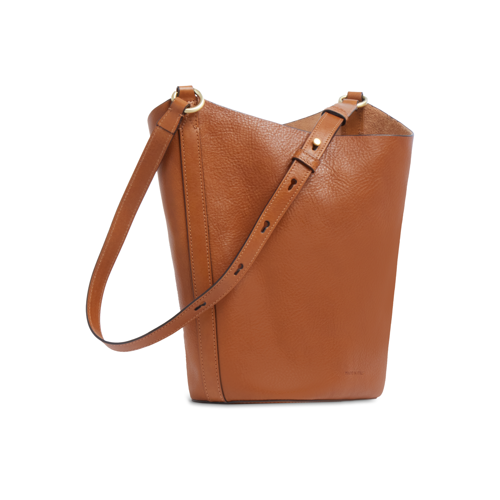 the-bridge-borsa-secchiello-luce-soft-in-pelle-cognac-oro image 2