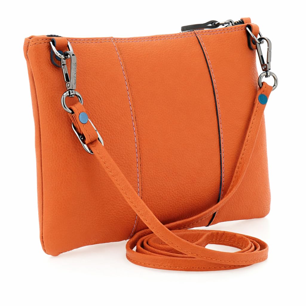 gabs-beyonce-m-basic-pochette-tracolla-in-pelle-orange-logo-azzurro image 3