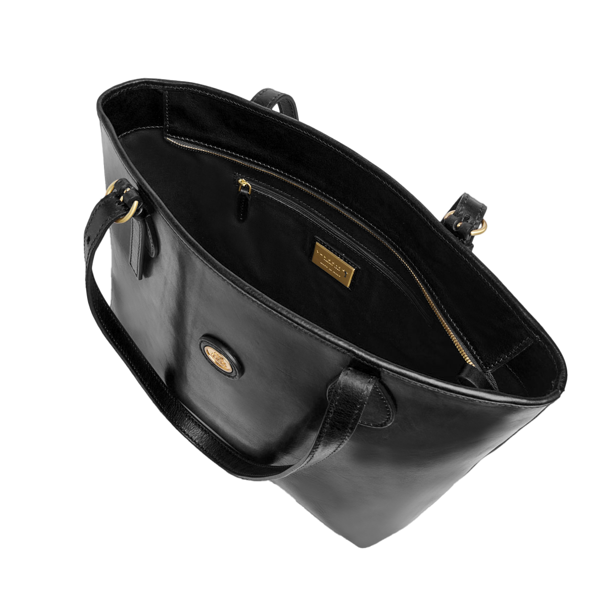 the-bridge-borsa-shopper-donna-in-pelle-bovina-con-zip-nero-oro image 4