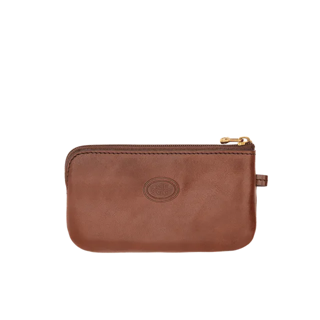 the-bridge-portachiavi-in-pelle-con-zip-marrone-oro image 1