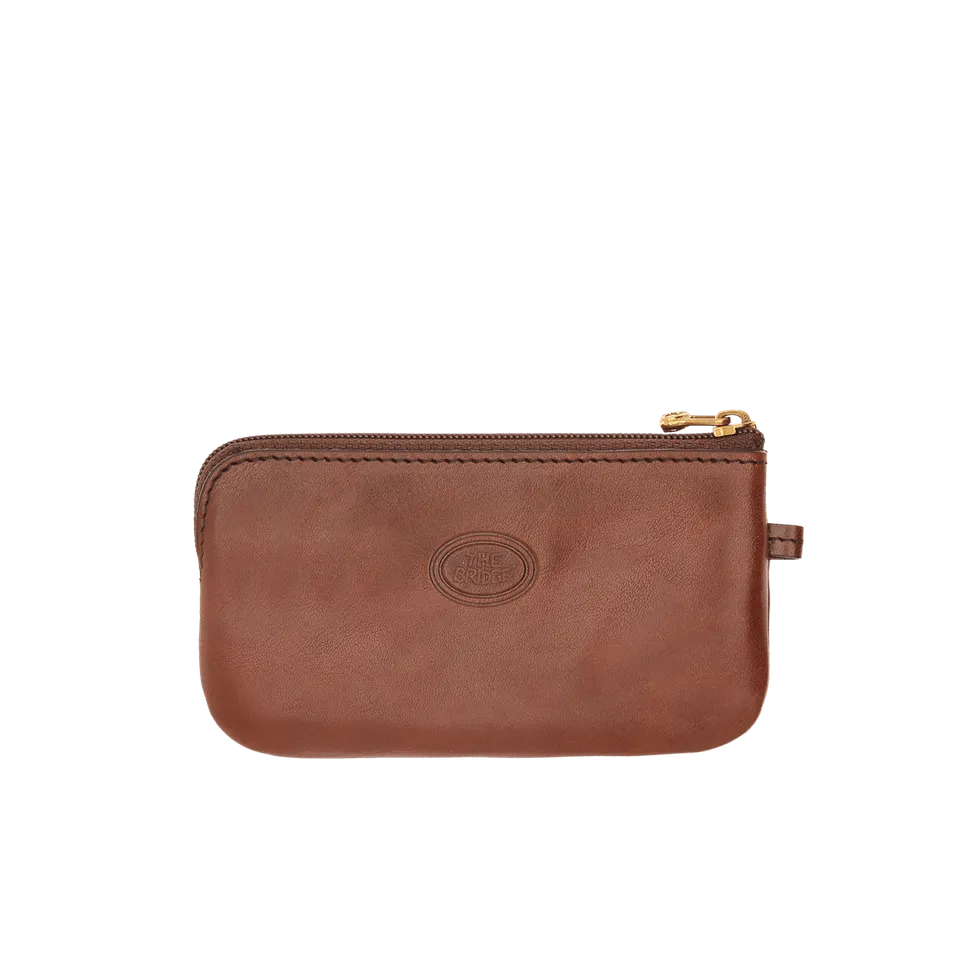 the-bridge-portachiavi-in-pelle-con-zip-marrone-oro image 1