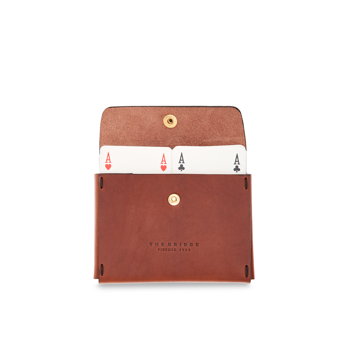 the-bridge-heritage-porta-carte-da-gioco-doppio-in-pelle-con-carte-oro image 1