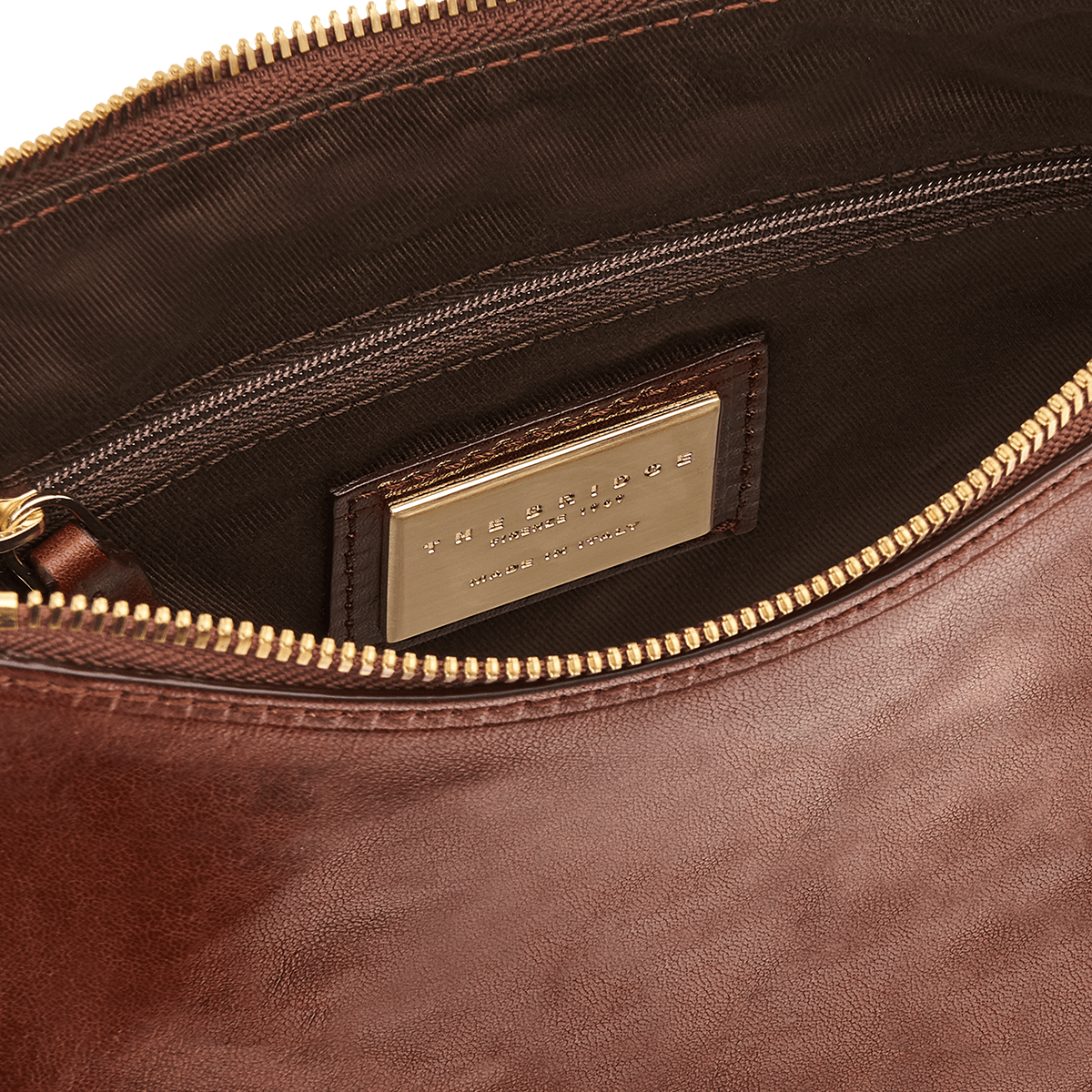 the-bridge-borsa-tracolla-donna-in-pelle-con-zip-marrone-oro image 2