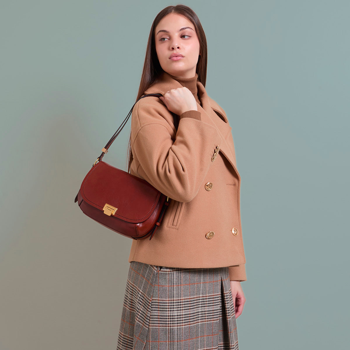 the-bridge-federica-borsa-tracolla-in-pelle-marrone-oro image 6