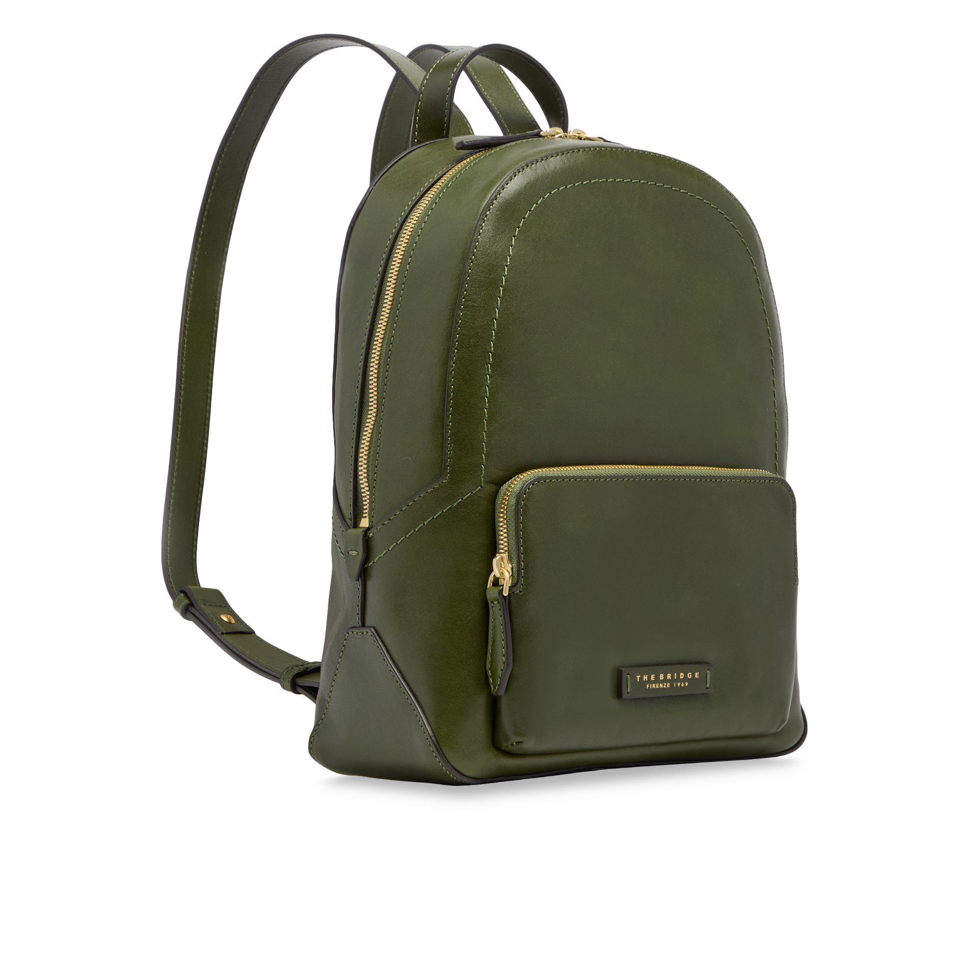 the-bridge-larissa-ss26-zaino-donna-in-pelle-con-tasca-frontale-maggiorana-oro image 2