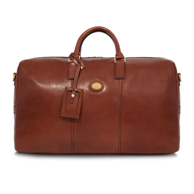 the-bridge-borsone-in-pelle-da-viaggio-marrone-oro-duffel-uomo image 1