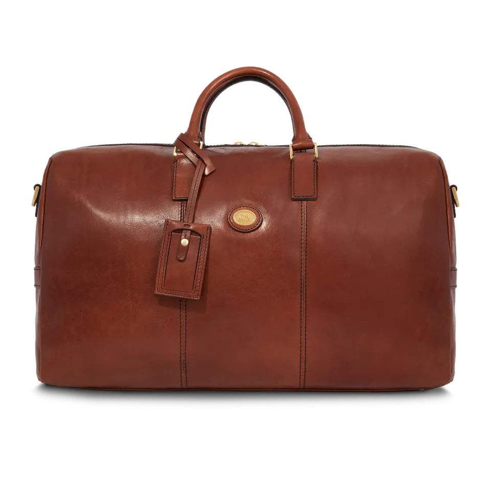 the-bridge-borsone-in-pelle-da-viaggio-marrone-oro-duffel-uomo image 1