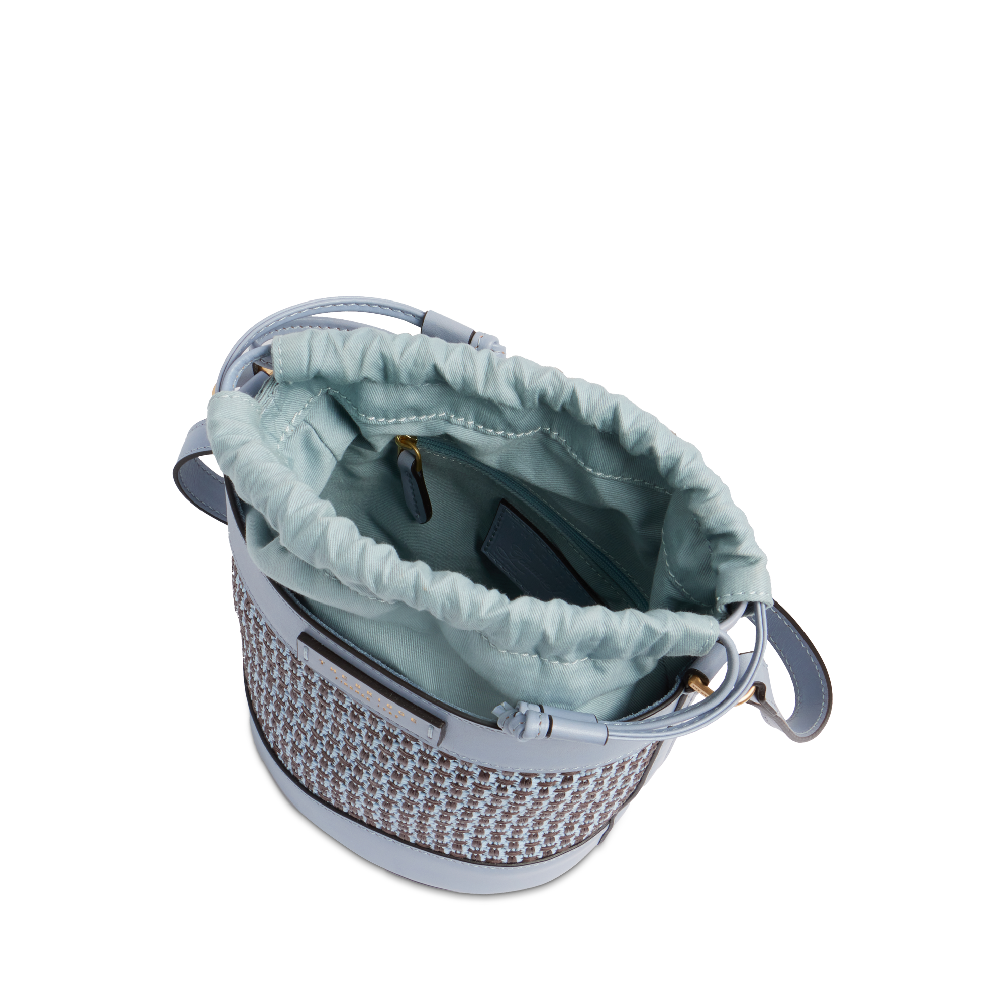 the-bridge-luna-borsa-secchiello-in-rafia-e-cotone-con-pelle-acqua-oro image 4