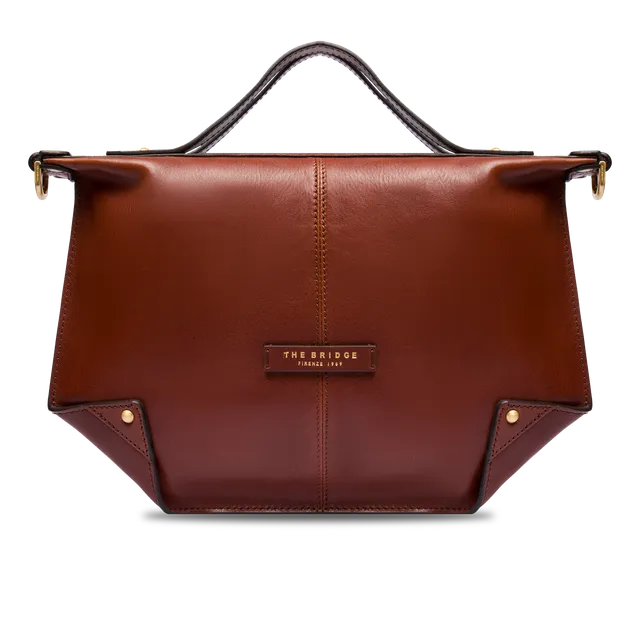 the-bridge-borsa-tracolla-donna-in-pelle-marrone-oro-taglia-m-con-zip image 1