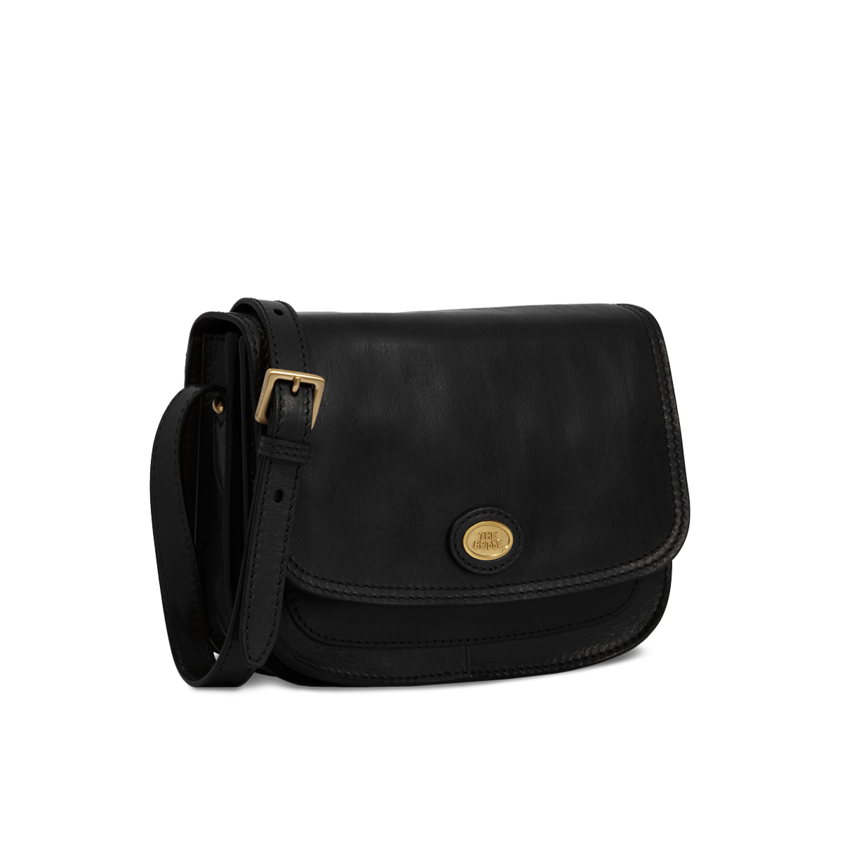 the-bridge-story-borsa-donna-in-pelle-a-tracolla-a-scomparti-nero-oro image 2