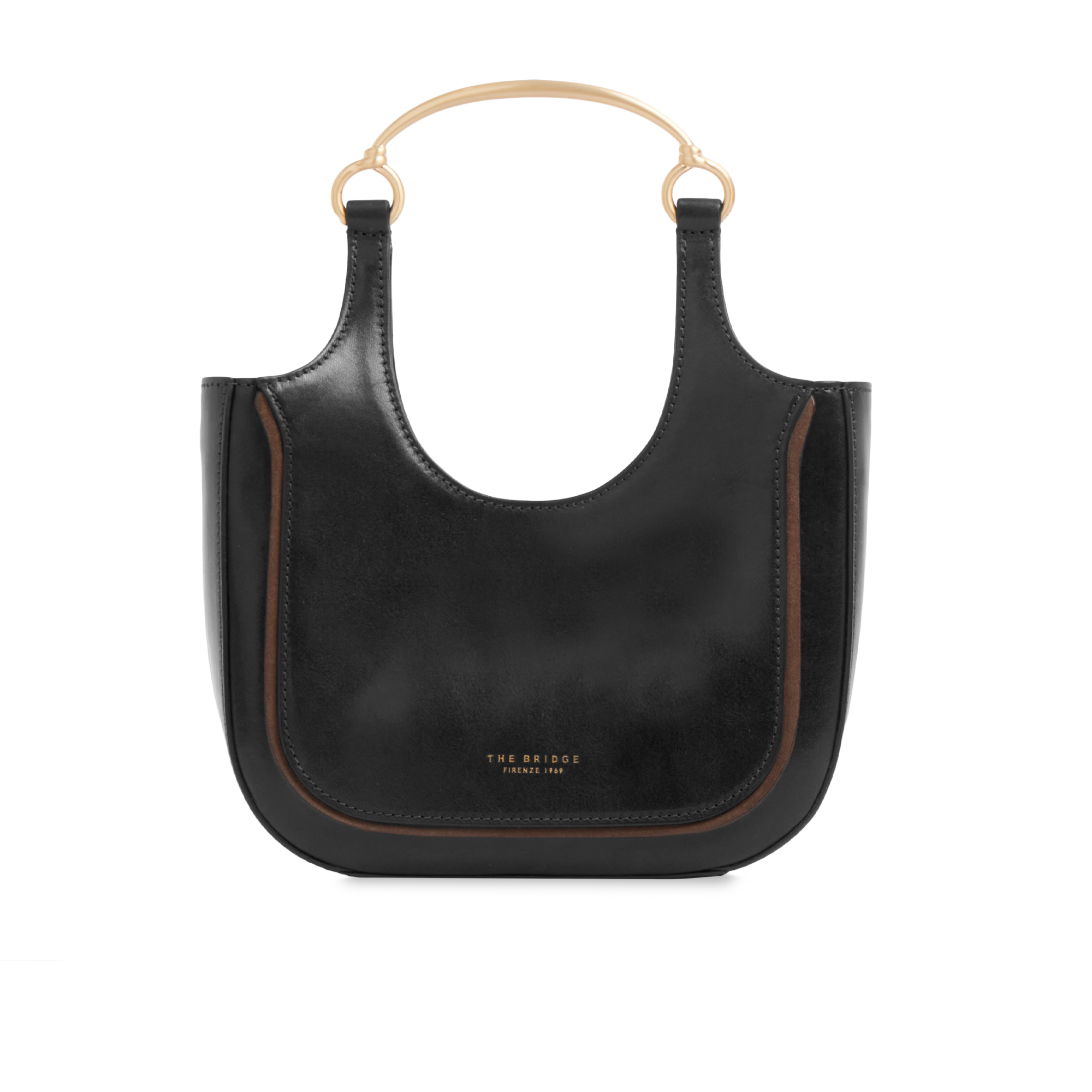 the-bridge-luce-borsa-hobo-mini-in-pelle-nera-oro-con-manico-gioiello image 1