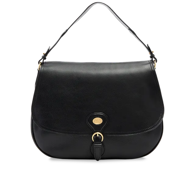 the-bridge-isadora-borsa-a-spalla-in-pelle-grande-con-patta-frontale-nero-oro image 1