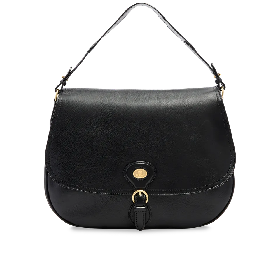 the-bridge-isadora-borsa-a-spalla-in-pelle-grande-con-patta-frontale-nero-oro image 1