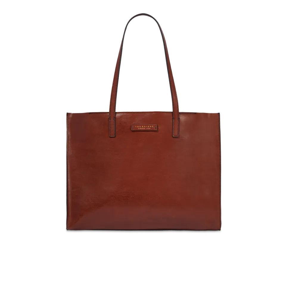 the-bridge-mirra-borsa-shopper-donna-in-pelle-marrone-oro image 1