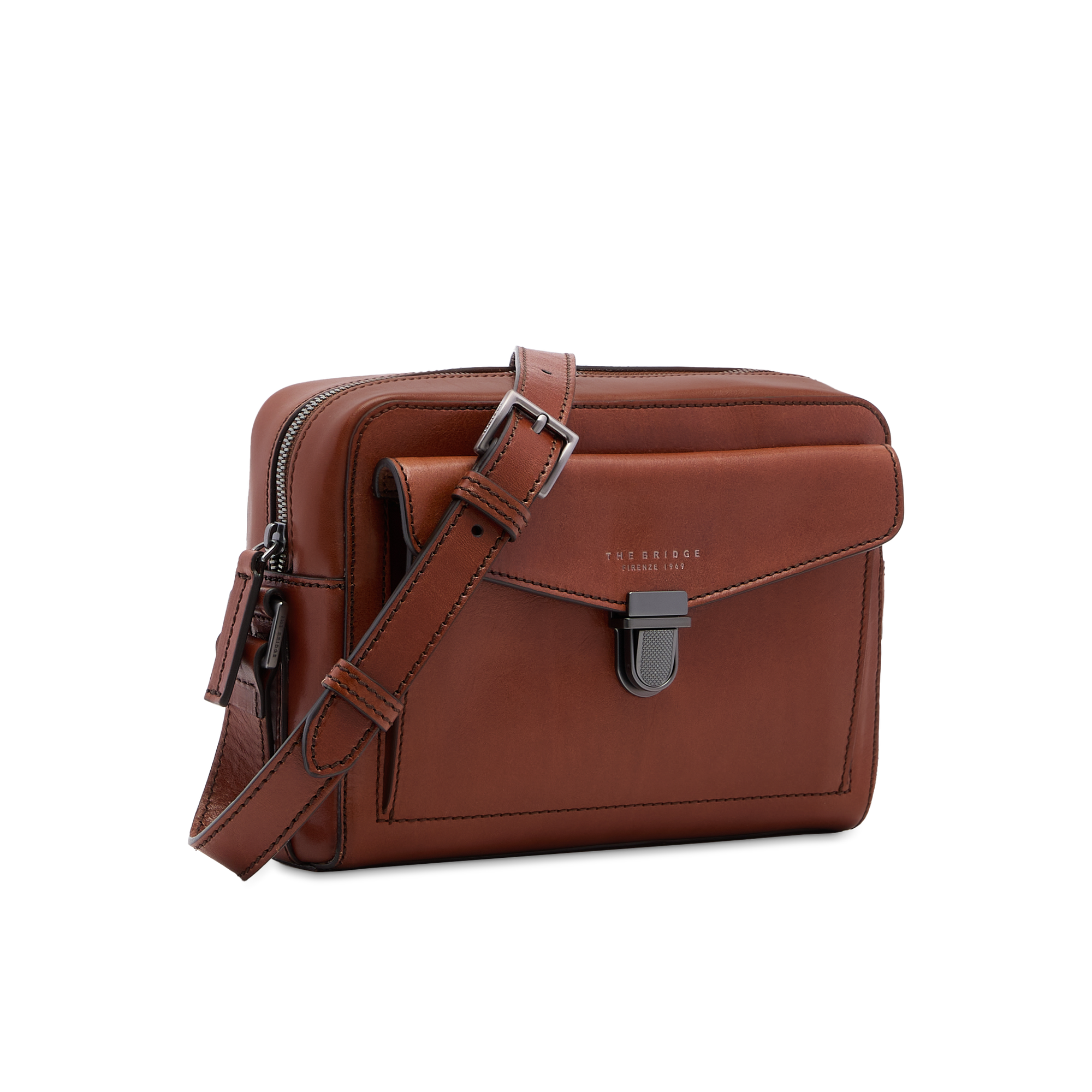 the-bridge-borsa-tracolla-uomo-in-pelle-marrone-con-zip image 2