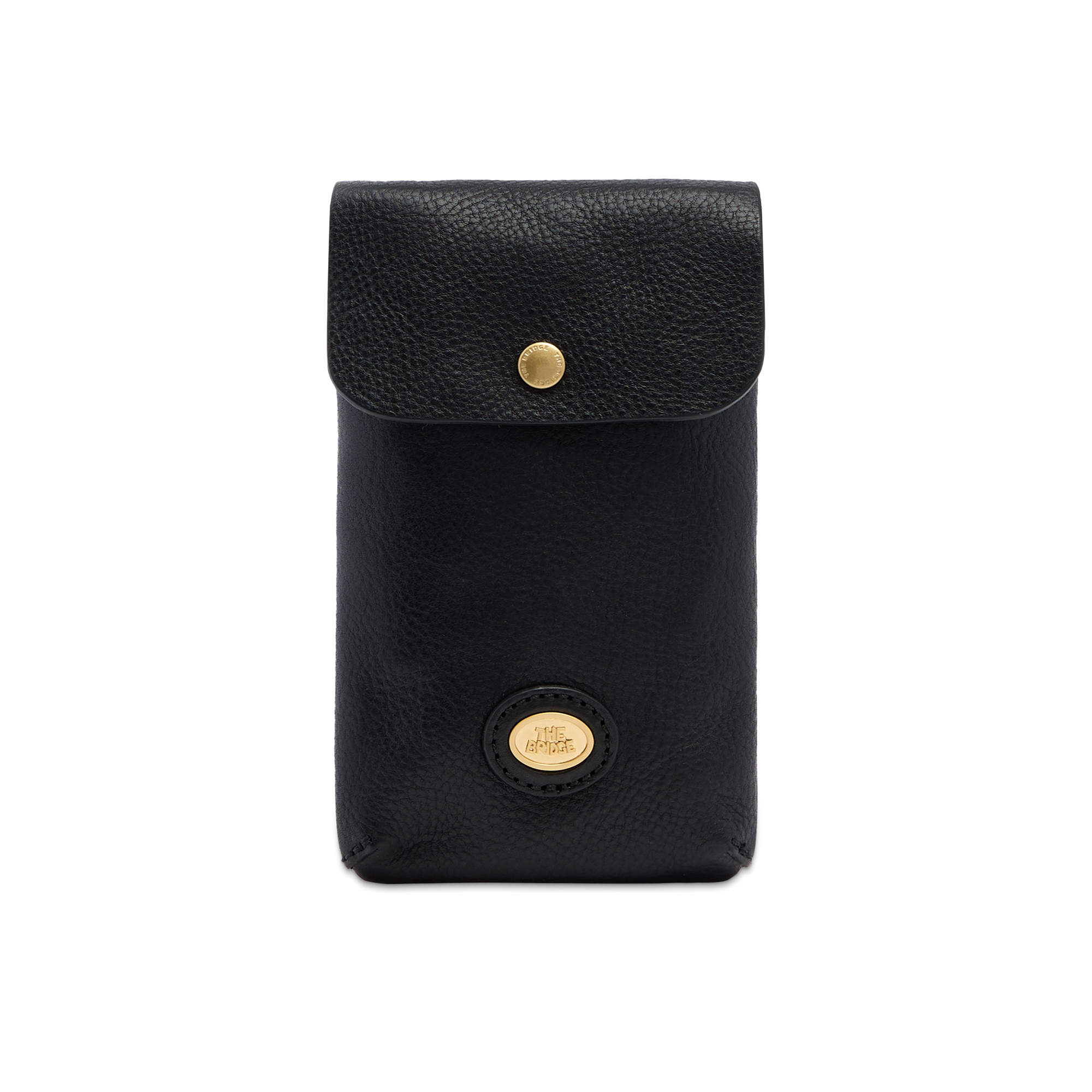 the-bridge-custodia-telefono-in-pelle-con-tracolla-nero-oro image 1