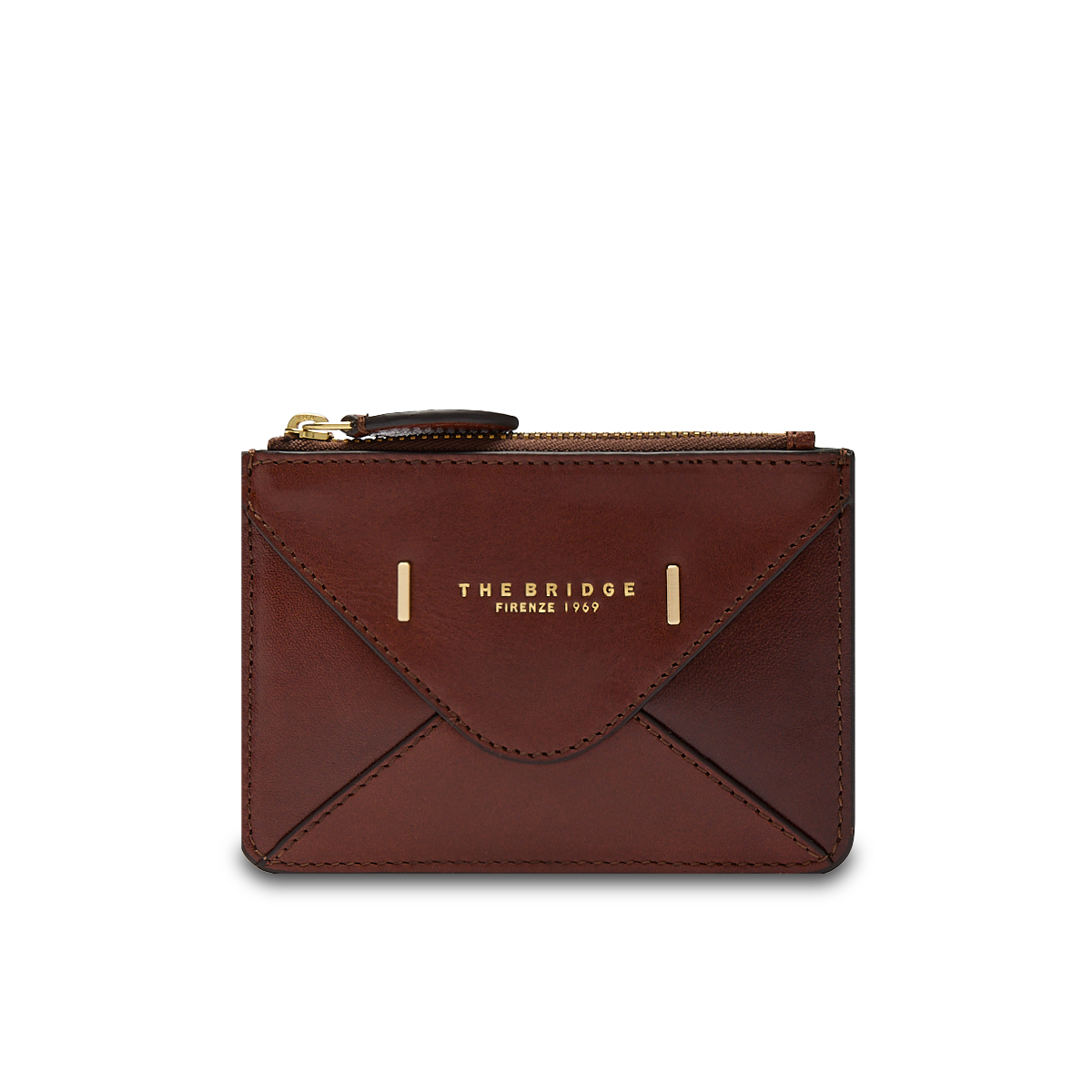 the-bridge-frida-portacarte-donna-in-pelle-con-zip-marrone-oro image 1