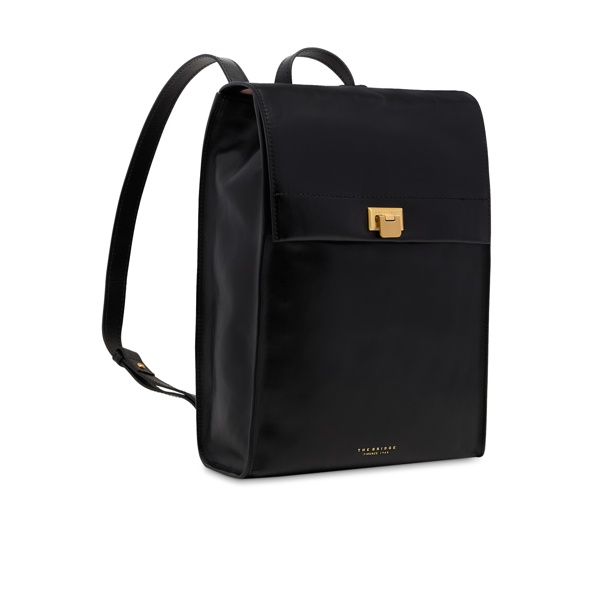 the-bridge-zaino-leila-ss26-in-pelle-bovina-da-donna-nero-oro image 2