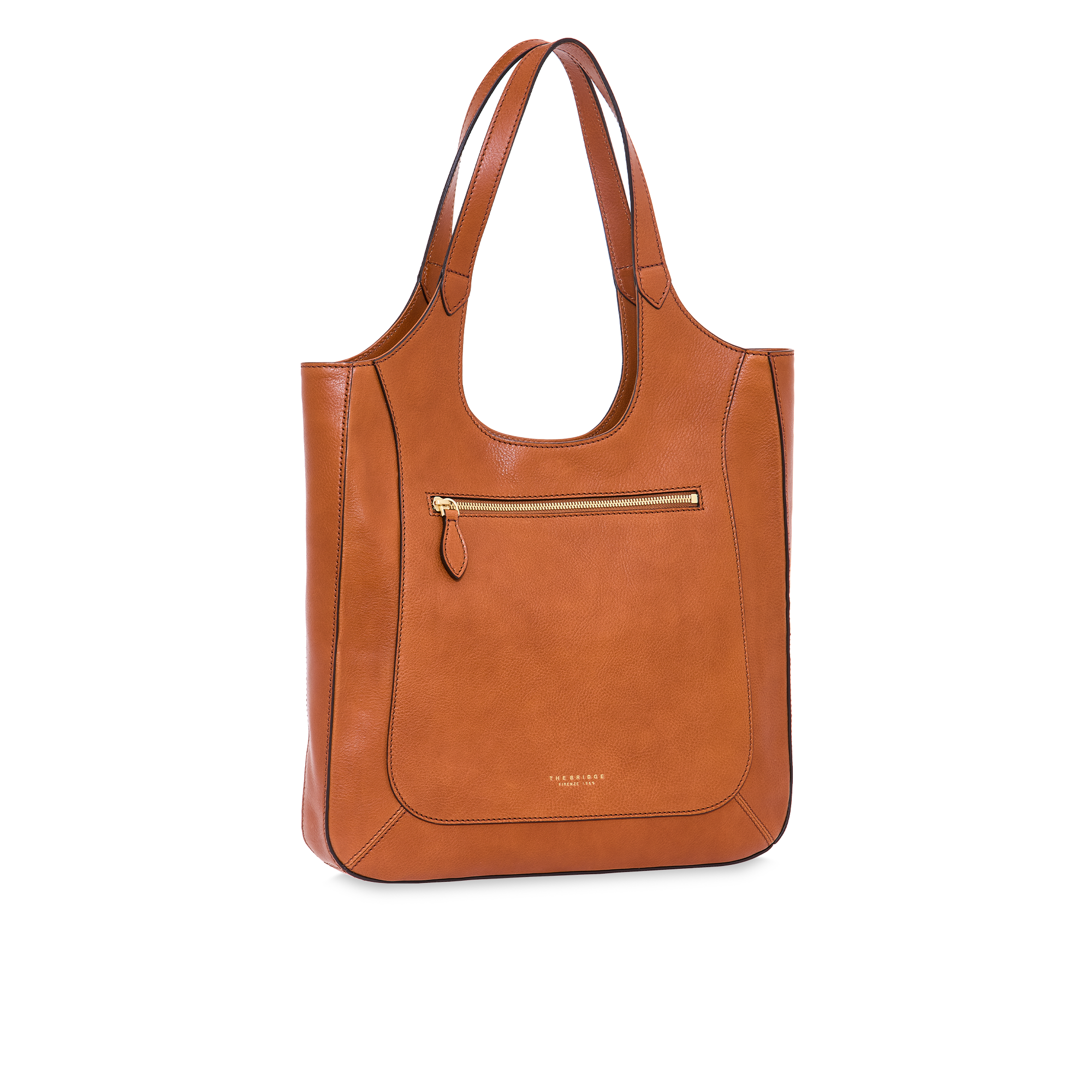 the-bridge-luce-soft-borsa-hobo-in-pelle-cognac-con-zip-frontale image 2