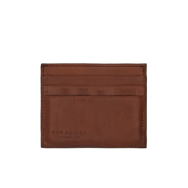 the-bridge-portacarte-compatto-in-pelle-marrone-oro-uomo image 1