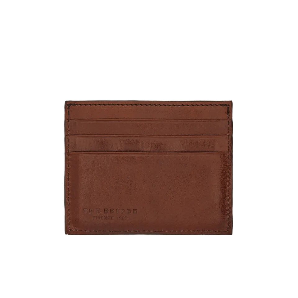 the-bridge-portacarte-compatto-in-pelle-marrone-oro-uomo image 1