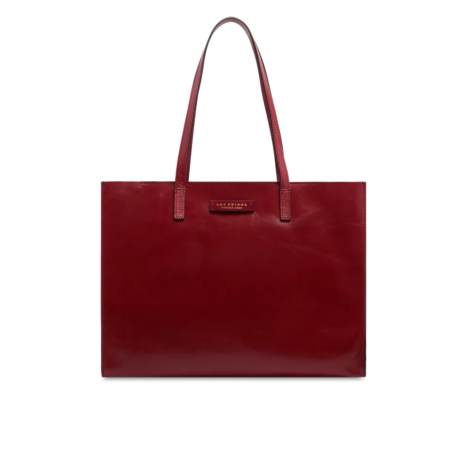 the-bridge-mirra-borsa-shopper-in-pelle-mattone-con-oro image 1