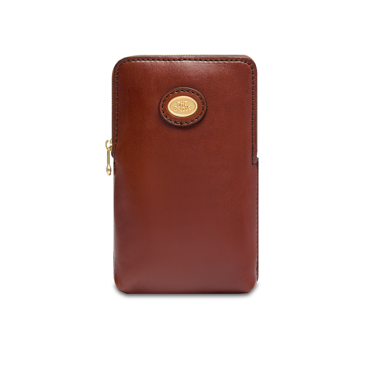 the-bridge-custodia-telefono-in-pelle-marrone-oro-special-ss26 image 1