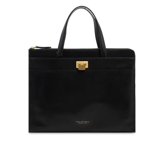 the-bridge-leila-cartella-in-pelle-donna-porta-pc-nero-oro image 1