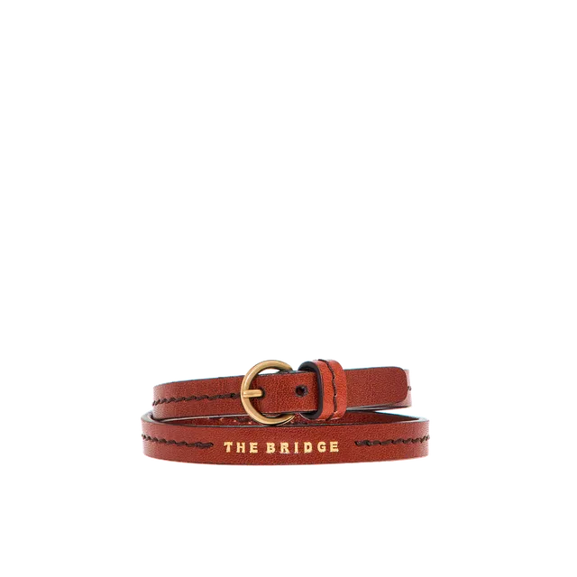 the-bridge-braccialetto-in-pelle-bovina-marrone-oro-unisex image 1