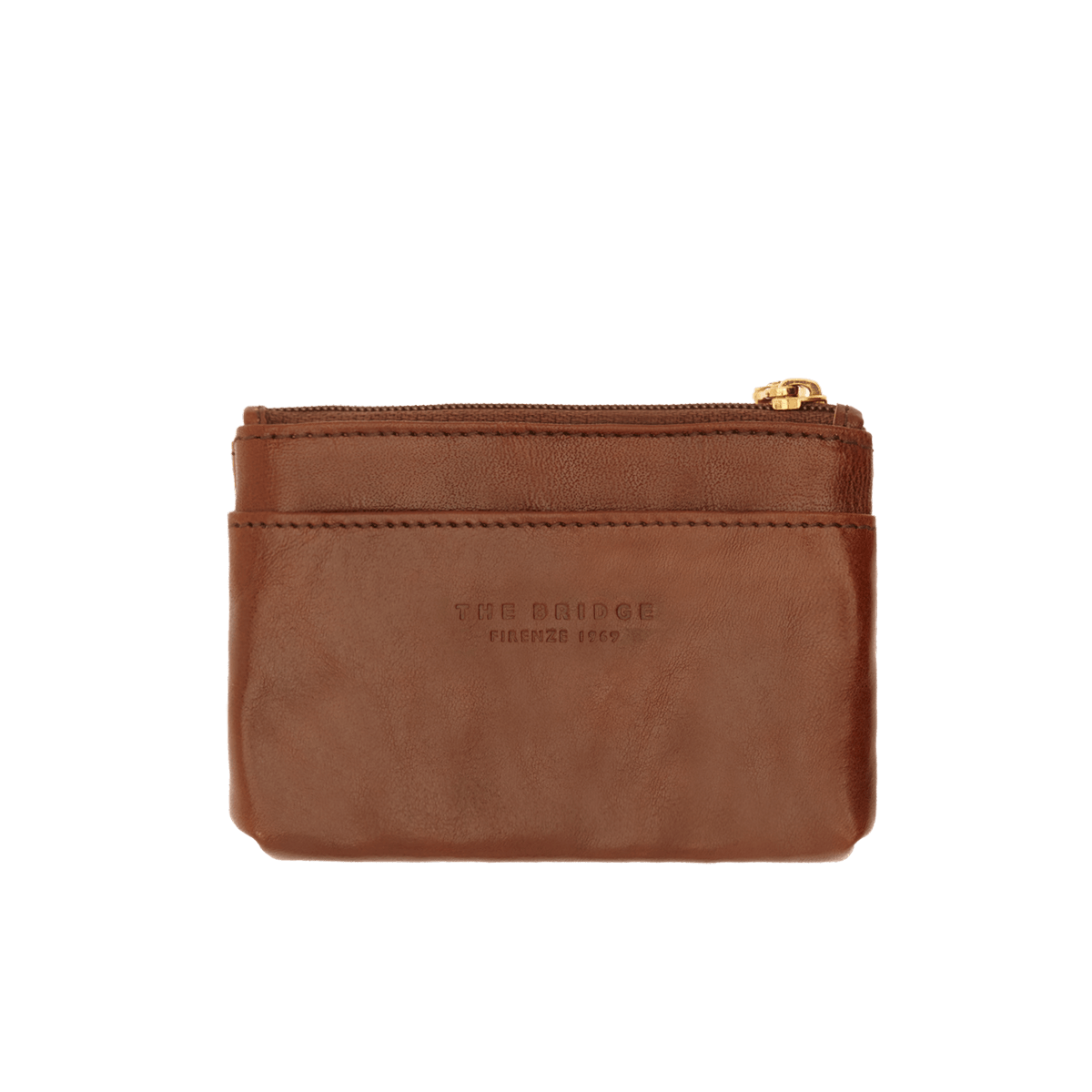 the-bridge-portachiavi-in-pelle-marrone-oro-due-scomparti-zip image 3